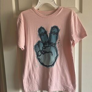 The Children's Place Pink Short Sleeve Tee with Peace Sign Graphic